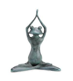 Handcrafted Aluminum Stretching Yoga Frog Sculpture