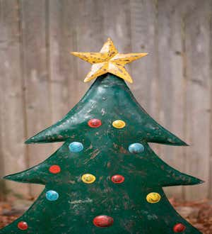 Handcrafted Metal Christmas Tree Stakes, Set of 2