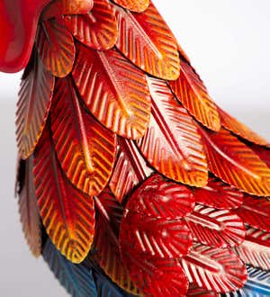 Colorful Iron Rooster Garden Statue