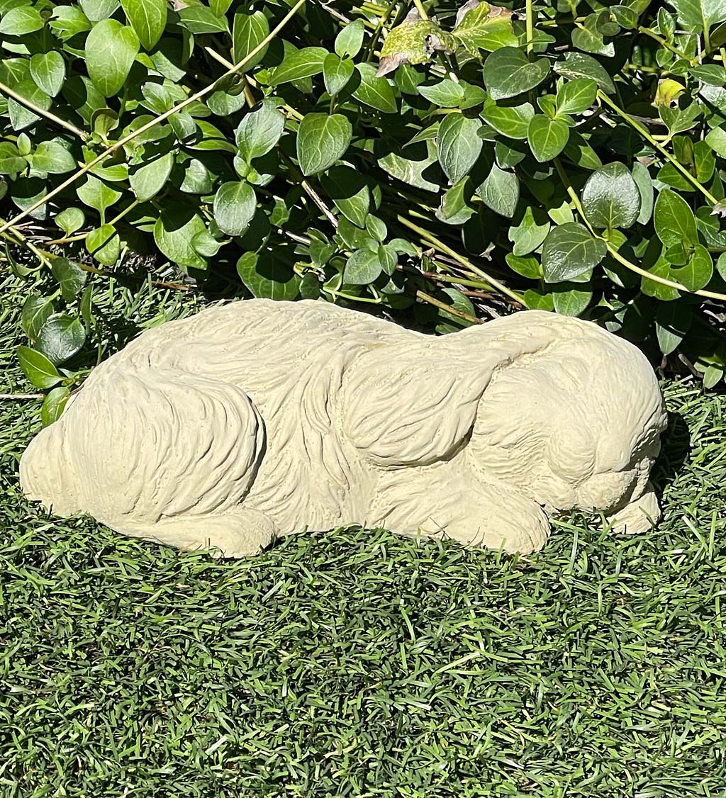 Sleeping Bunny Concrete Garden Sculpture - Tan