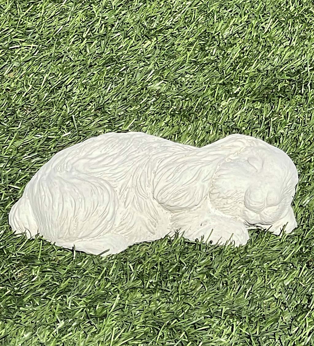 Sleeping Bunny Concrete Garden Sculpture - White