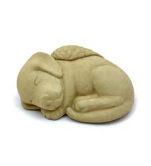 Sleeping Puppy with Angel Wings Pet Memorial Sculpture