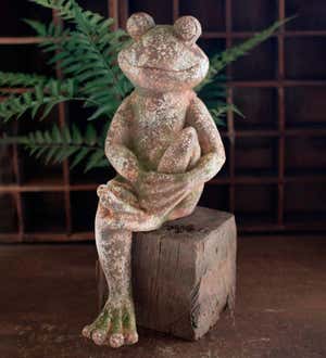 Faux Concrete Frog Garden Statues