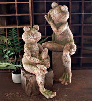 Faux Concrete Frog Garden Statues