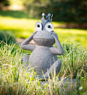 Gray Frog Prince Statues, Set of 3