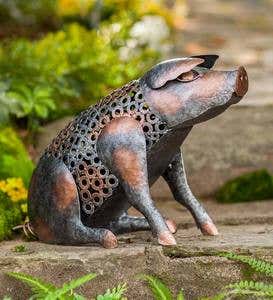 Reclaimed Metal and Repurposed Washer Pig Sculpture