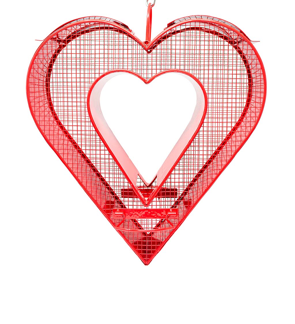 Red Heart Metal and Mesh Fly-Through Feeder