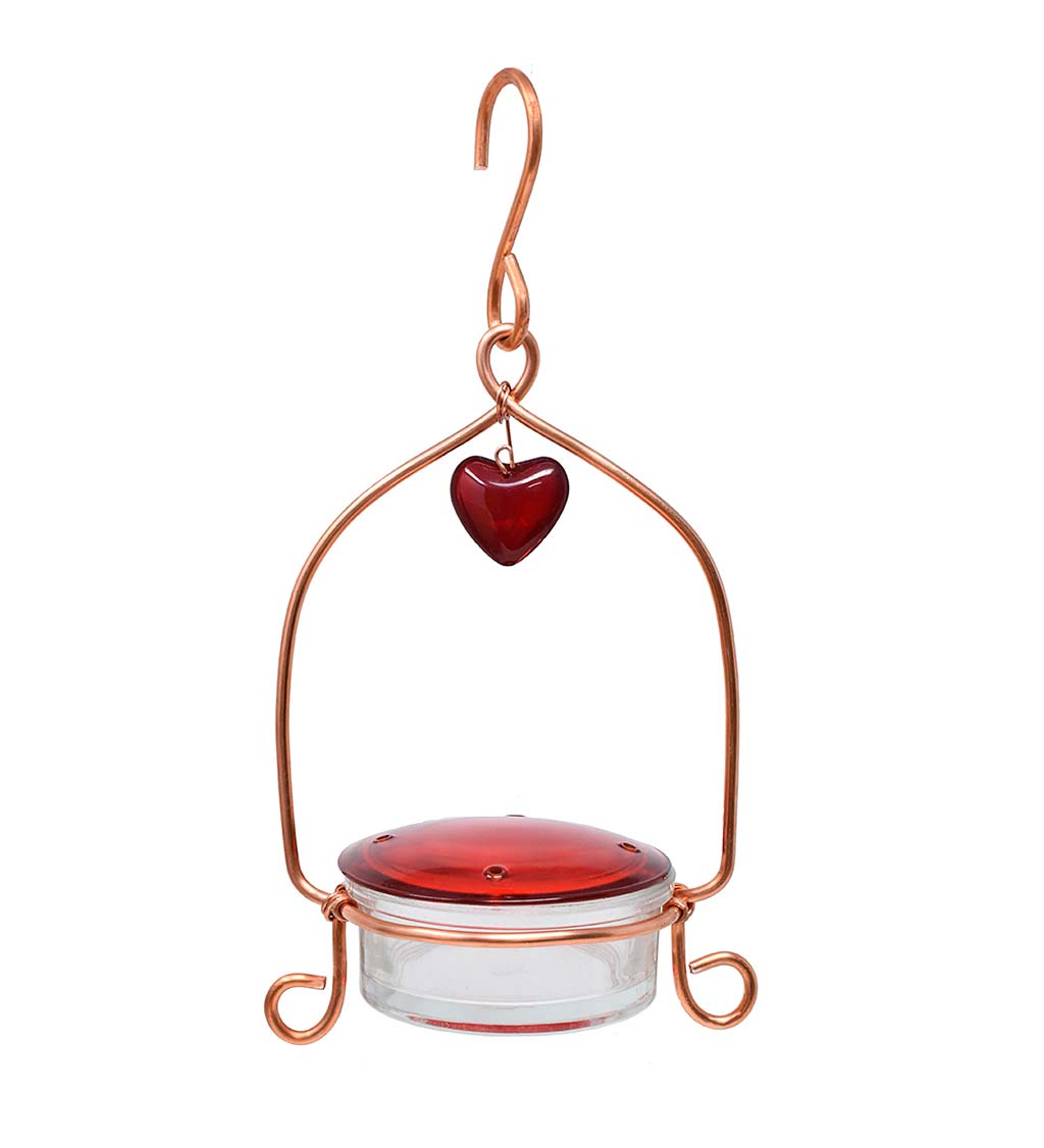 Metal Heart Hummingbird Lantern Feeder