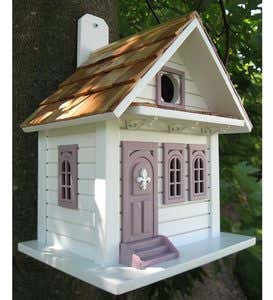 French Quarter Cottage Birdhouse - White/Lavender