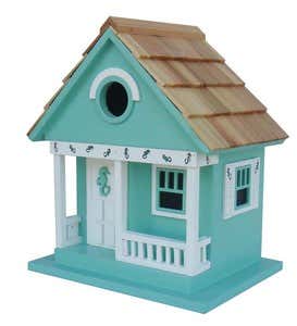 Wood Beach Cottage Birdhouse - Beige with Starfish