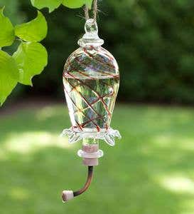 Handmade Egyptian Glass Hummingbird Feeder