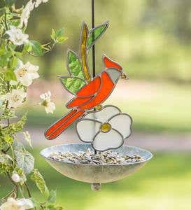 Stained Glass Cardinal Bird Feeder