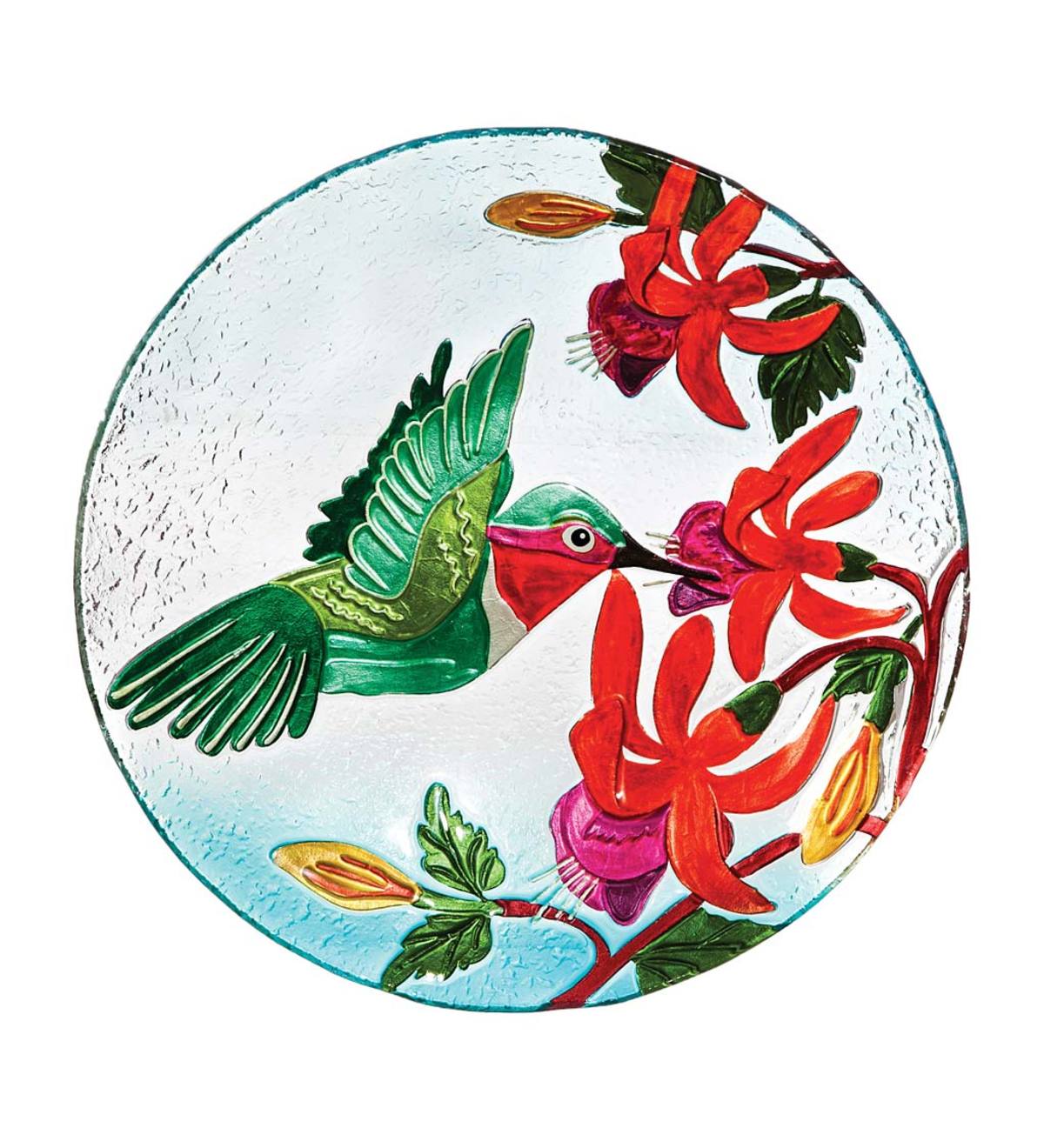 Glass Hummingbird Birdbath Bowl