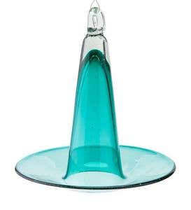 Handcrafted Colorful Pyramid Recycled Glass Bird Feeder - Green