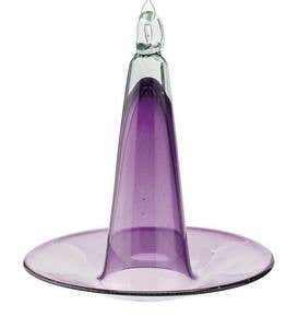 Handcrafted Colorful Pyramid Recycled Glass Bird Feeder - Purple