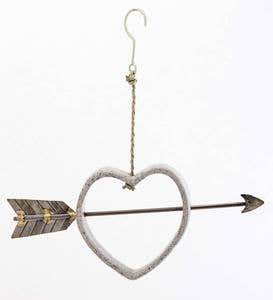 Ceramic Heart with Metal Arrow Hanging Fruit Bird Feeder