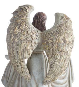 Hand-Painted Weather-Resistant Resin Angel Bird Feeder Sculpture