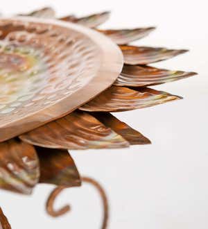 Copper-Colored Sunflower Birdbath with Stand