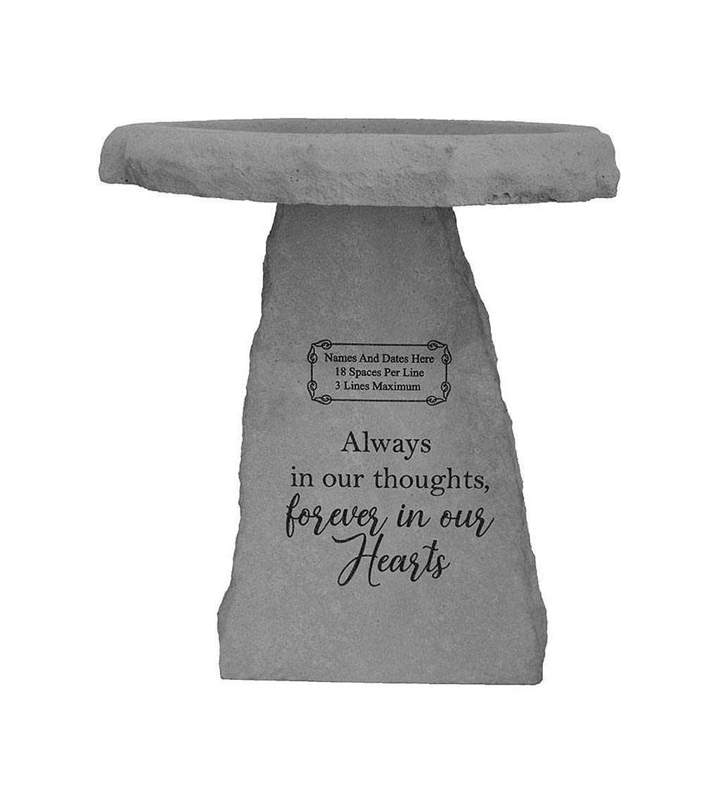 Commemorative Personalized Birdbath "Forever Remembered Forever Missed"