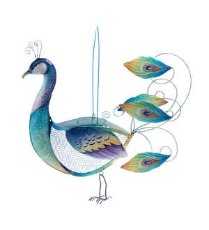 Capiz and Metal Peacock Bird Feeder