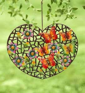 Hanging Metal Heart with Butterflies