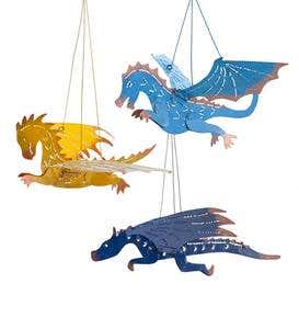 Hanging Metal Dragons, Set of 3