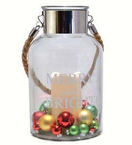 Lighted Holiday Glass Jar Lantern