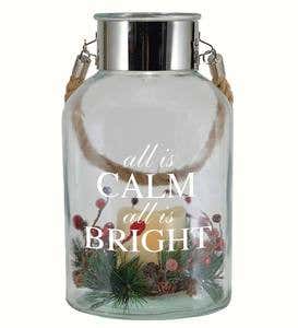 Lighted Holiday Glass Jar Lantern