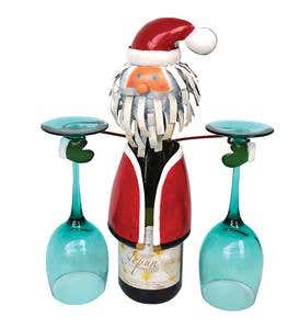 Metal Wine Bottle and Wine Glass Gift Holder