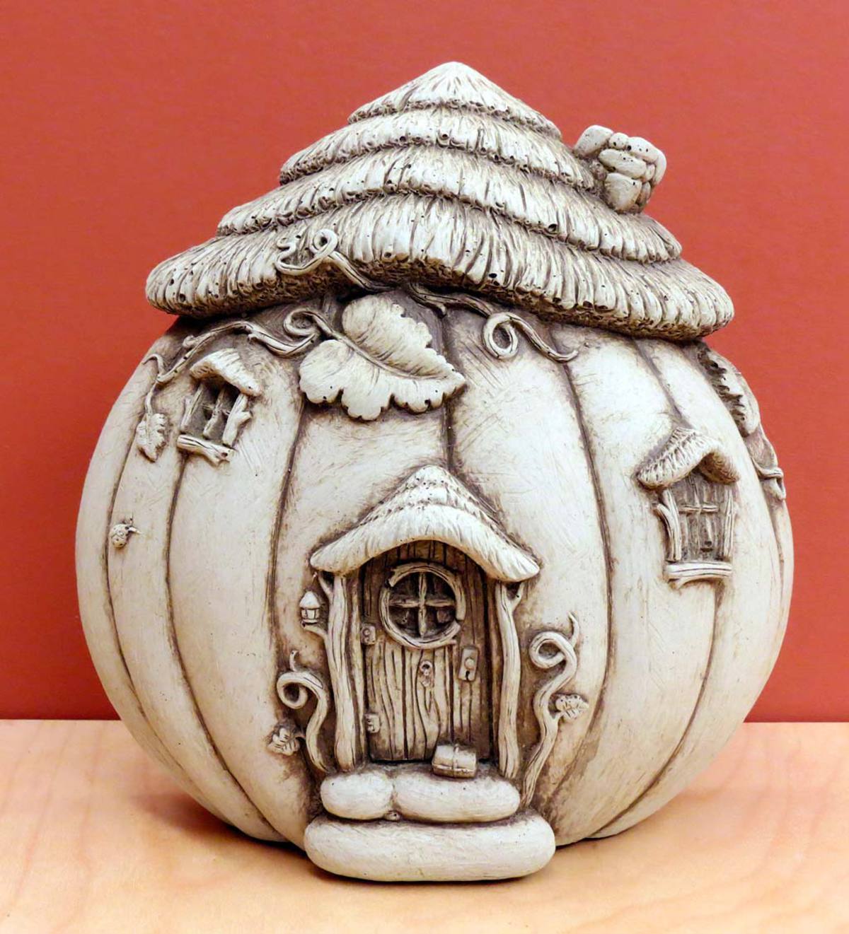 Cast Stone Fairy Home in a Pumpkin