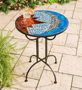 Metal and Glass Mosaic-Top Side Table