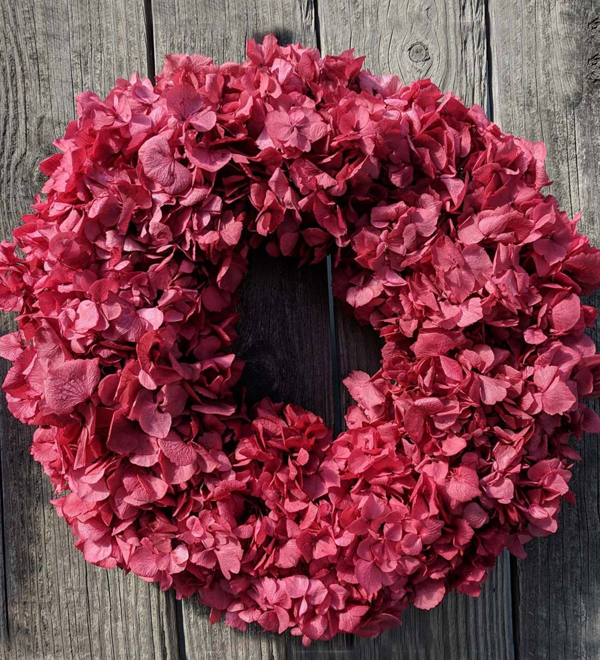 Red Preserved Hydrangea Wreath