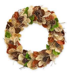 Natural Leaves and Pinecones Wreath and Tree
