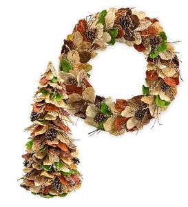 Natural Leaves and Pinecones Wreath and Tree