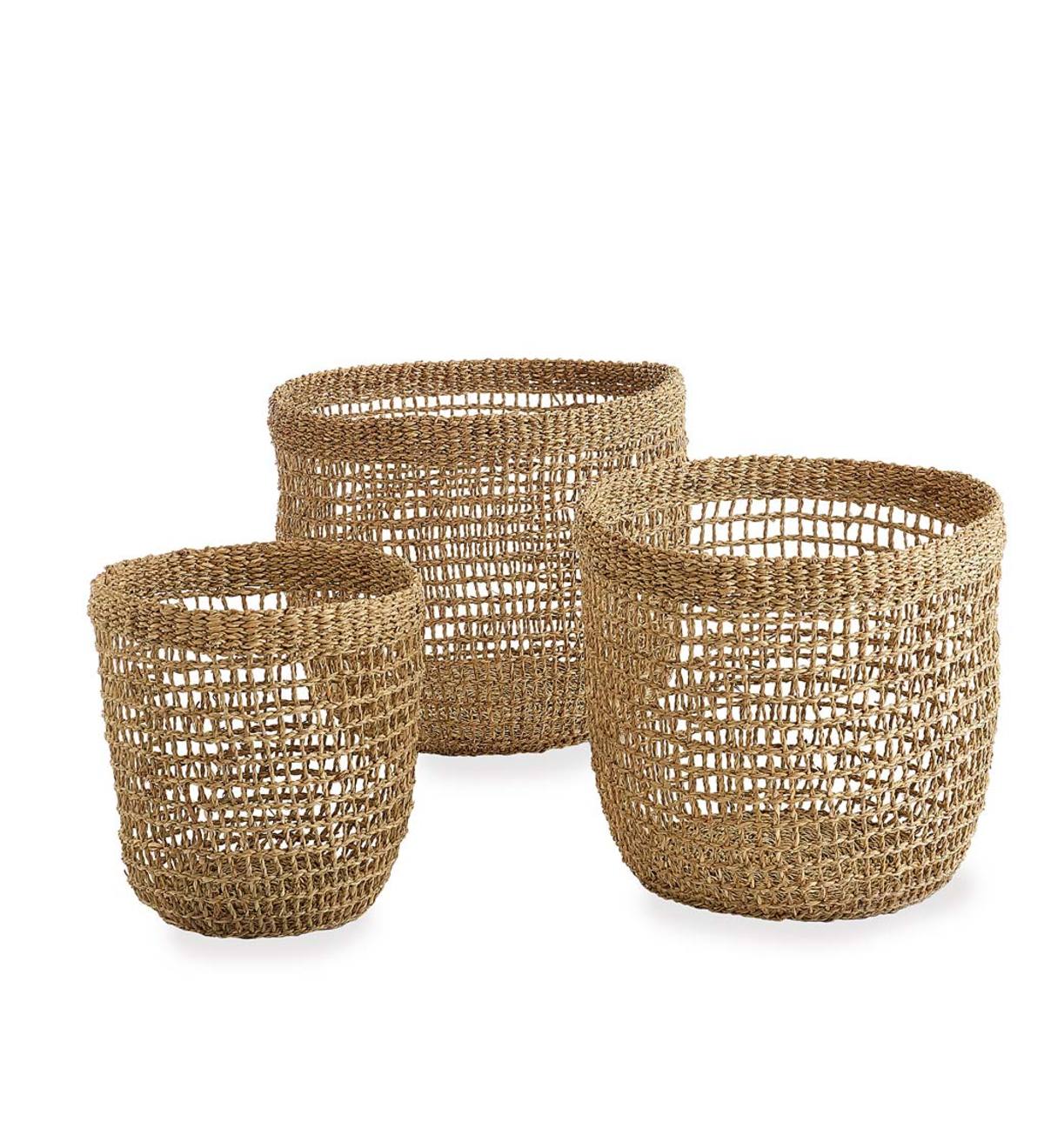 Woven Seagrass Baskets, Set of 3