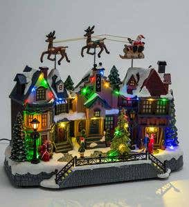 Animated Lighted Musical Santa Sleigh Christmas Village