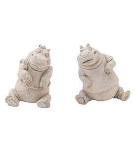 Volcanic Ash and Stone Powder Hippo Bookends, Set of 2