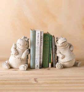 Volcanic Ash and Stone Powder Hippo Bookends, Set of 2