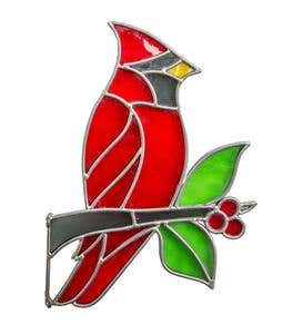 Handcrafted Wall-Mount Stained Glass Cardinal on Branch