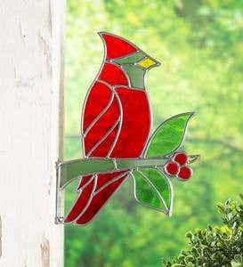 Handcrafted Wall-Mount Stained Glass Cardinal on Branch