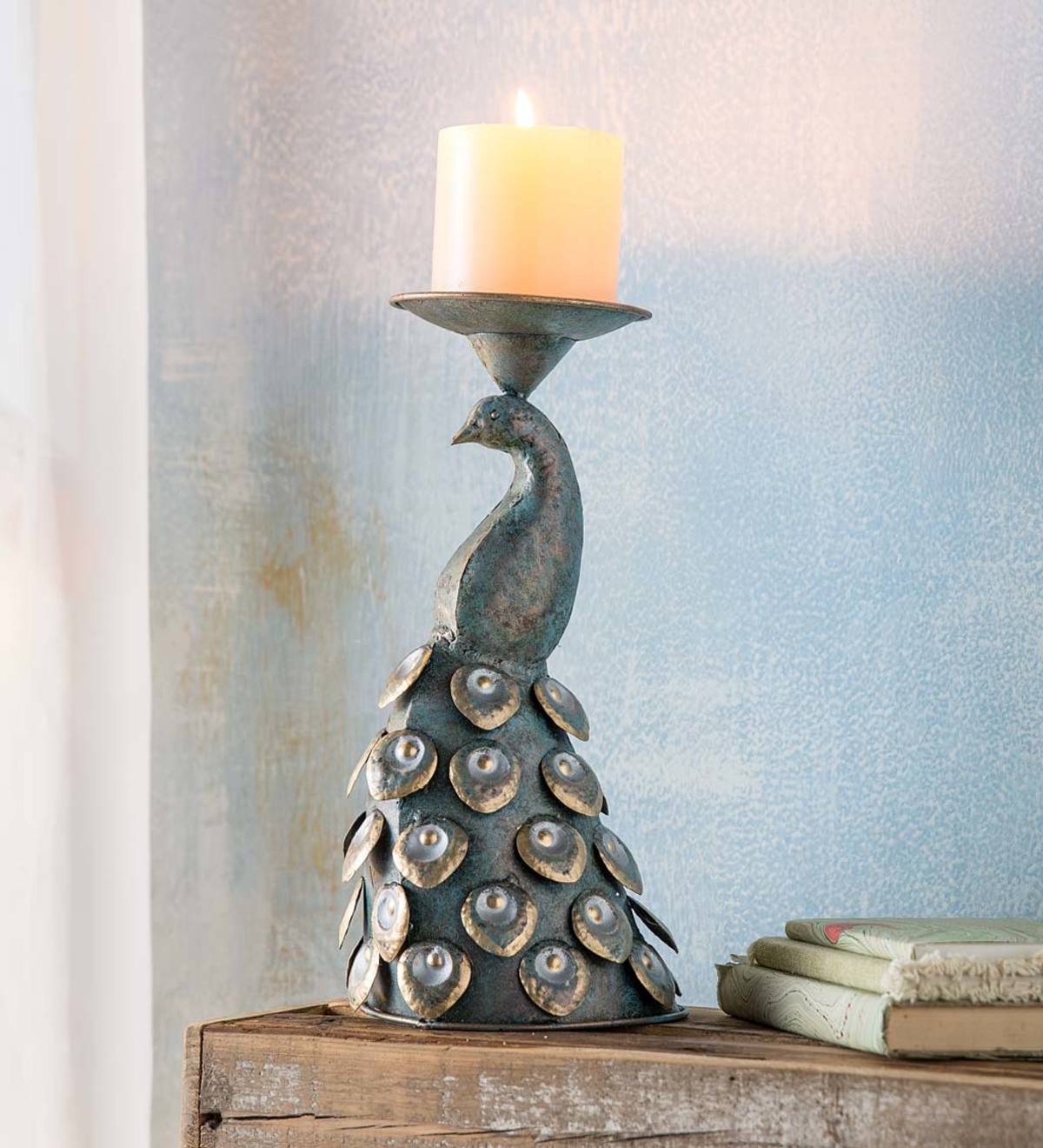 Handcrafted Metal Peacock Candle Holder
