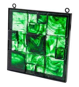 Metal-Framed Colorful Glass Block Wall Art - Green