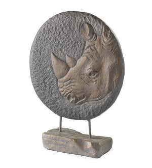 Tabletop Round Rhinoceros 3-Dimensional Sculpture Décor