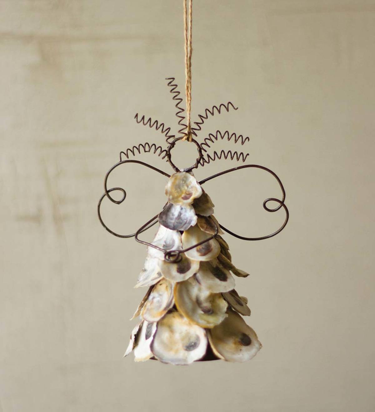Metal and Oyster Shell Angel Holiday Decoration