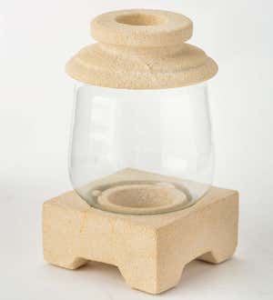 Zen-Inspired Stone and Glass Tea Light Candle Holder