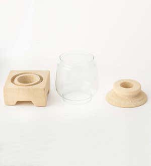 Zen-Inspired Stone and Glass Tea Light Candle Holder