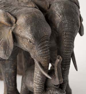 Mother, Father and Baby African Elephant Family Sculpture