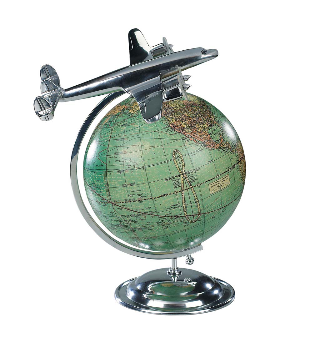 Vintage Airliner On Globe Desktop Model