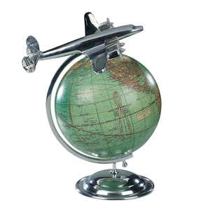 Vintage Airliner On Globe Desktop Model