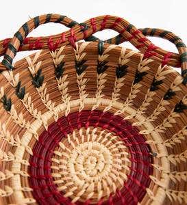 Handmade Guatemalan Small Noel Round Pine Needle Basket
